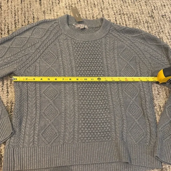 NWT! J. Crew Cotton Cable Knit Crew Neck Sweater - Picture 6 of 7